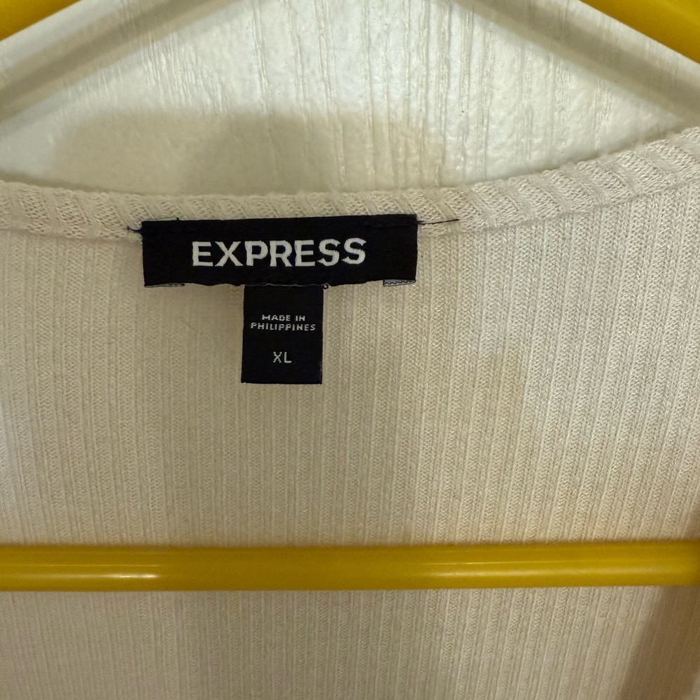 Express Soft Cream Ribbed Knit Top - Picture 2 of 2